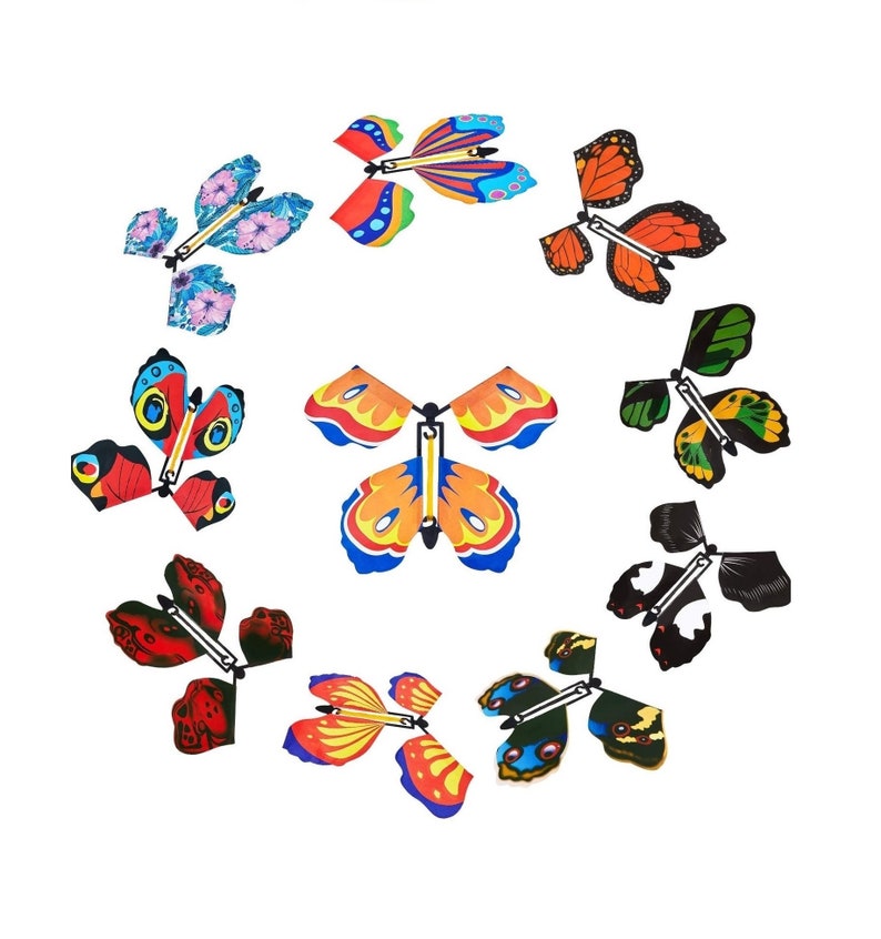 10 pcs Flying Butterfly Magic Fairy Butterfly Toy Wind-up Butterflies  Birthday Surprise Party Gift