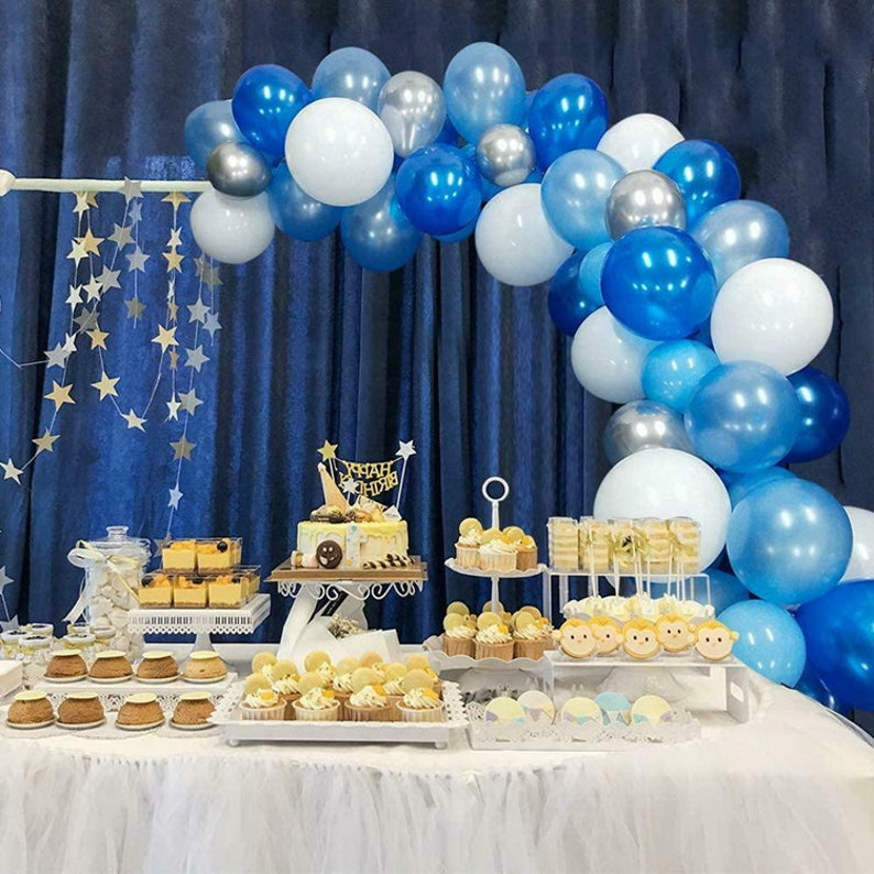 Royal Blue Silver White Baby Shower Birthday Party Decorations