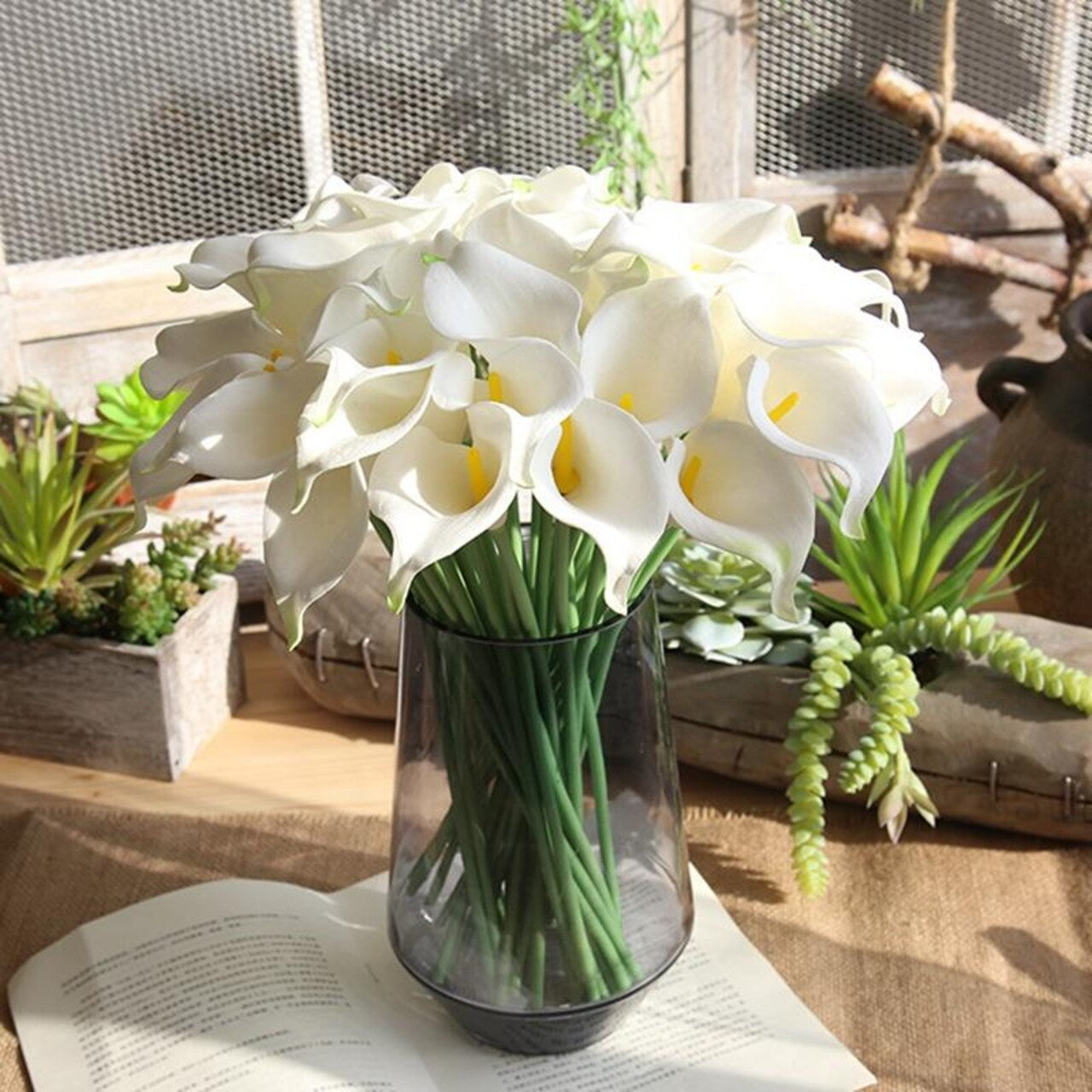 5/ 10 / 20 White Flowers Artificial Calla Lily Flower Real Touch Latex Flowers for DIY Wedding Bouquet Party Home Decor Faux Flowers Arrangement