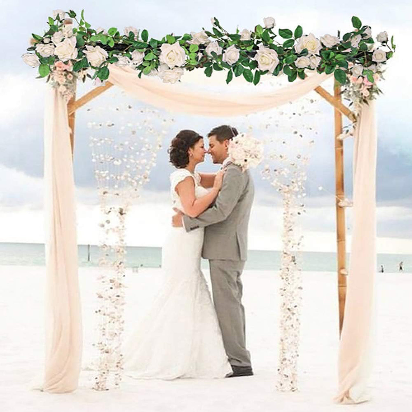 7.5ft Fake Rose Garland Artificial Silk White Flower Vines Hanging Floral Garland Wedding Arch Decor