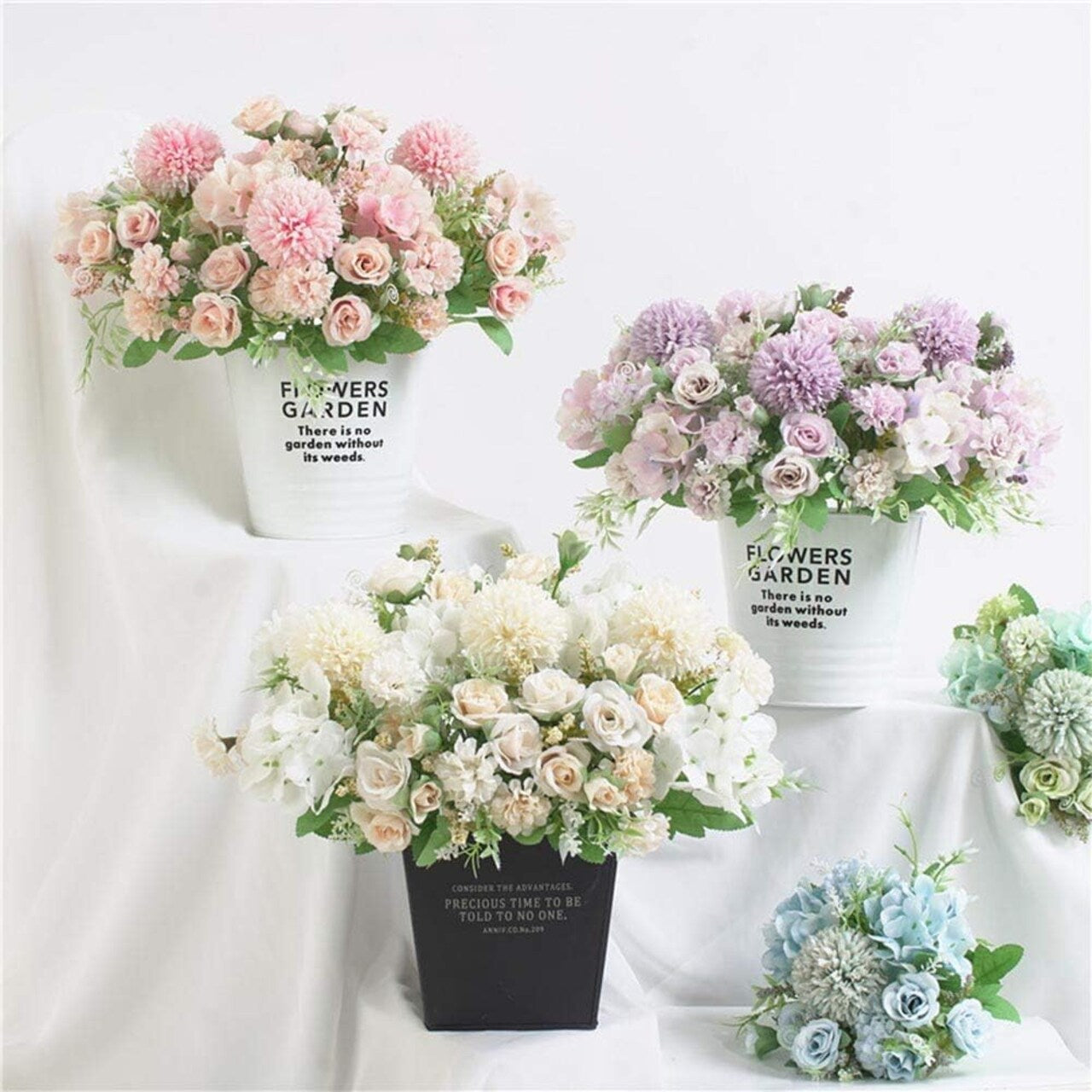 Artificial Flower Bunches, Fake Peony Silk Hydrangea Bouquet, Table Wedding Decor, Faux Flower Arrangements