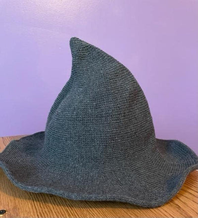 Gray Witch Hat Halloween Hat Halloween Party Costume Wool Knitted Hipster Witch Hat Wizard Hat Witches Costume Cosplay Accessory