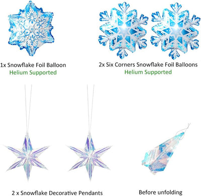 Snowflakes Balloon Garland Arch Kit Princess Winter Birthday Party Supplies Wonderland Girl Baby Party Decoration