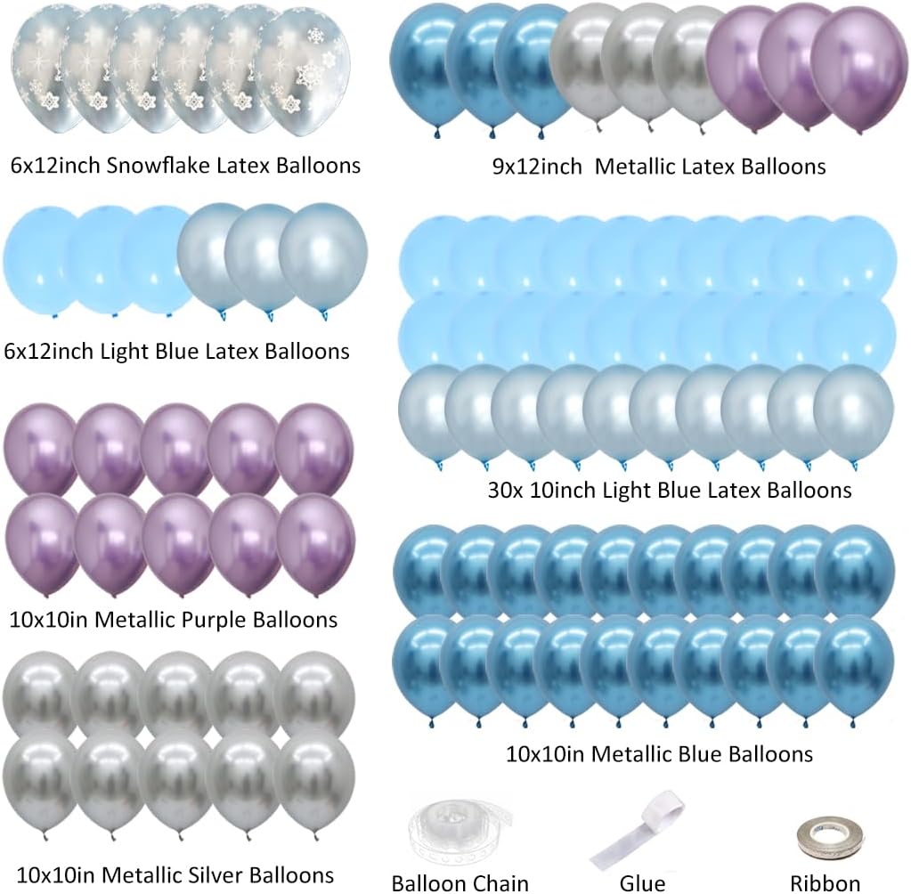 Snowflakes Balloon Garland Arch Kit Princess Winter Birthday Party Supplies Wonderland Girl Baby Party Decoration