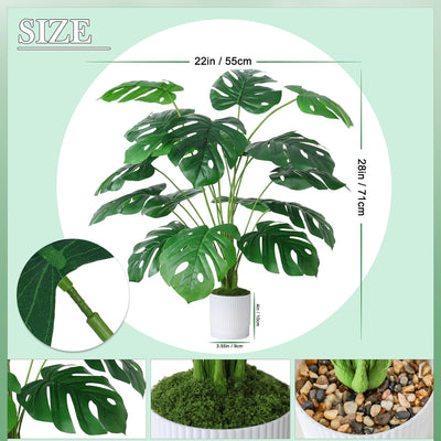 Large Artificial Monstera Deliciosa Faux Monstera Plant Fake Tropical Palm Tree Floor Plants for Indoor Outdoor Office House Living Room Home Decor