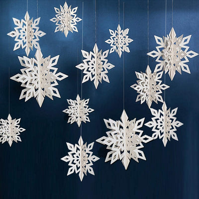 3D Hanging Snowflakes Large Paper Snowflakes Winter Wonderland Snowflakes Party Decorations Hanging Paper Centerpieces for New Year