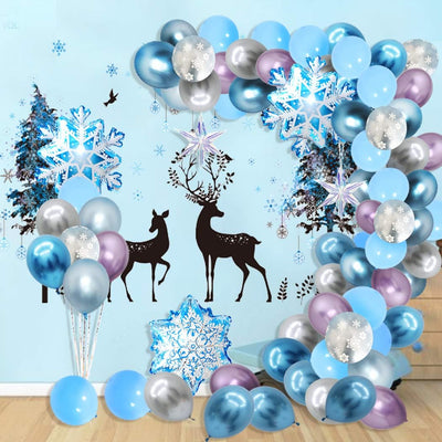 Snowflakes Balloon Garland Arch Kit Princess Winter Birthday Party Supplies Wonderland Girl Baby Party Decoration