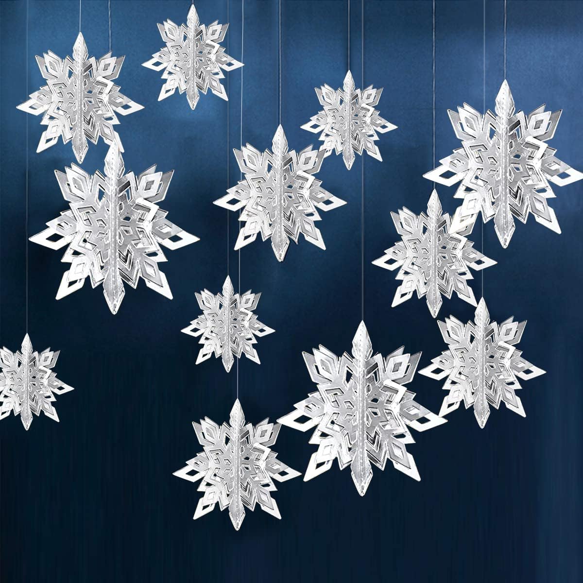 3D Hanging Snowflakes Large Paper Snowflakes Winter Wonderland Snowflakes Party Decorations Hanging Paper Centerpieces for New Year