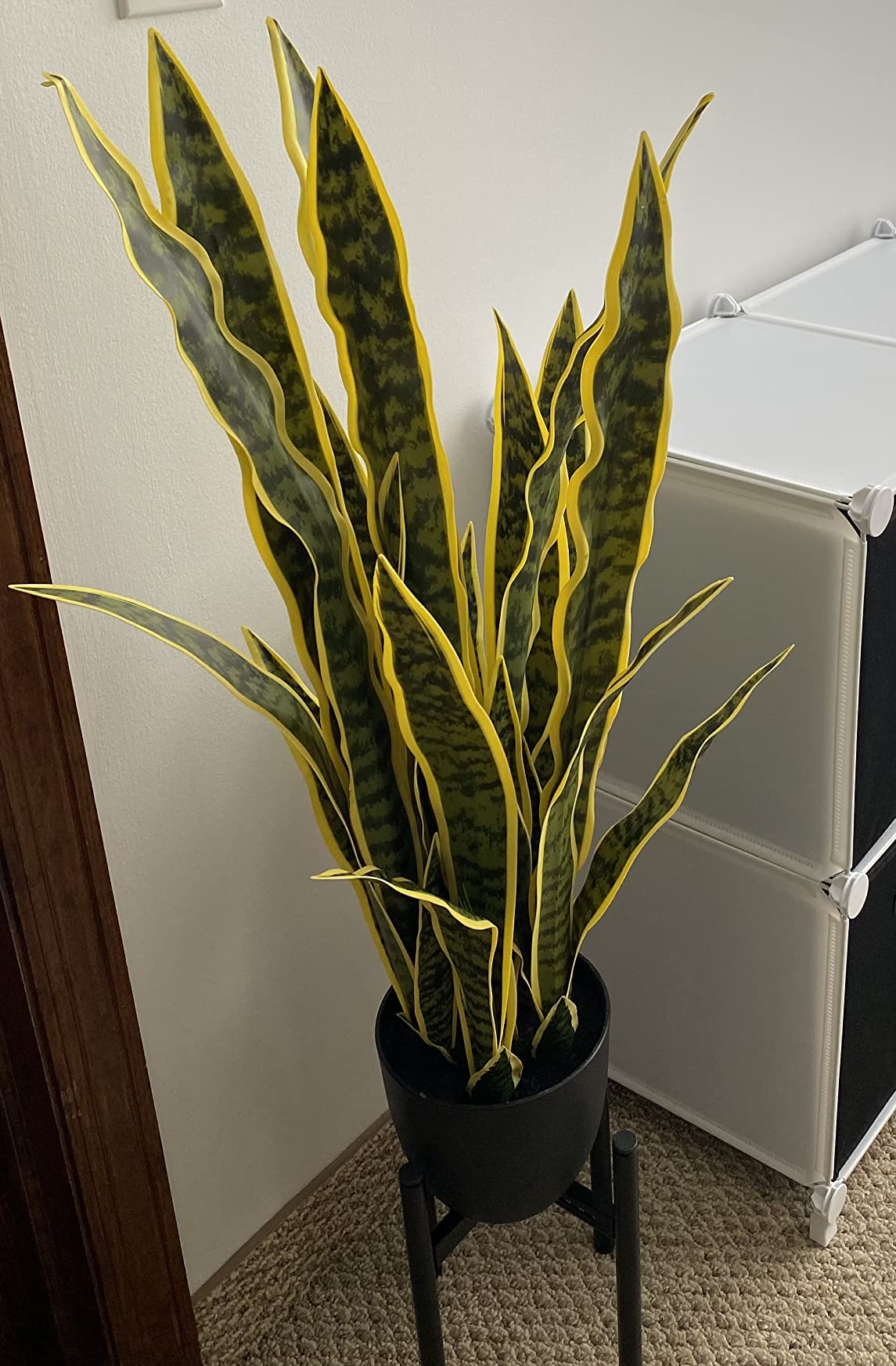 3 FT Artificial Snake Plant Fake Sansevieria in Pot Lifelike Faux Plant Mother in Law Tongue Plant Indoor Decoration Home Decor, Yellow