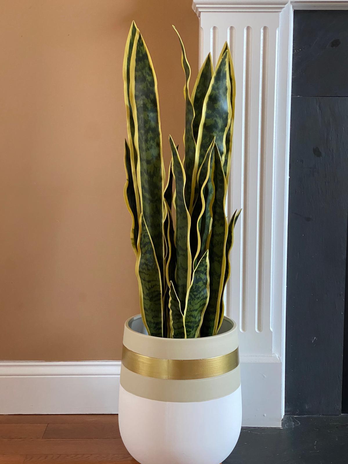 3 FT Artificial Snake Plant Fake Sansevieria in Pot Lifelike Faux Plant Mother in Law Tongue Plant Indoor Decoration Home Decor, Yellow