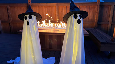 Halloween Decorations Outdoor Indoor 2pcs Spooky Ghost with Witch Hat Scary Ghosts Decor with LED Lights Halloween Decor for Yard Garden Lawn