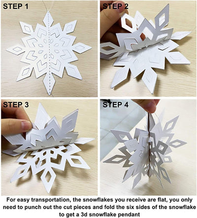 3D Hanging Snowflakes Large Paper Snowflakes Winter Wonderland Snowflakes Party Decorations Hanging Paper Centerpieces for New Year