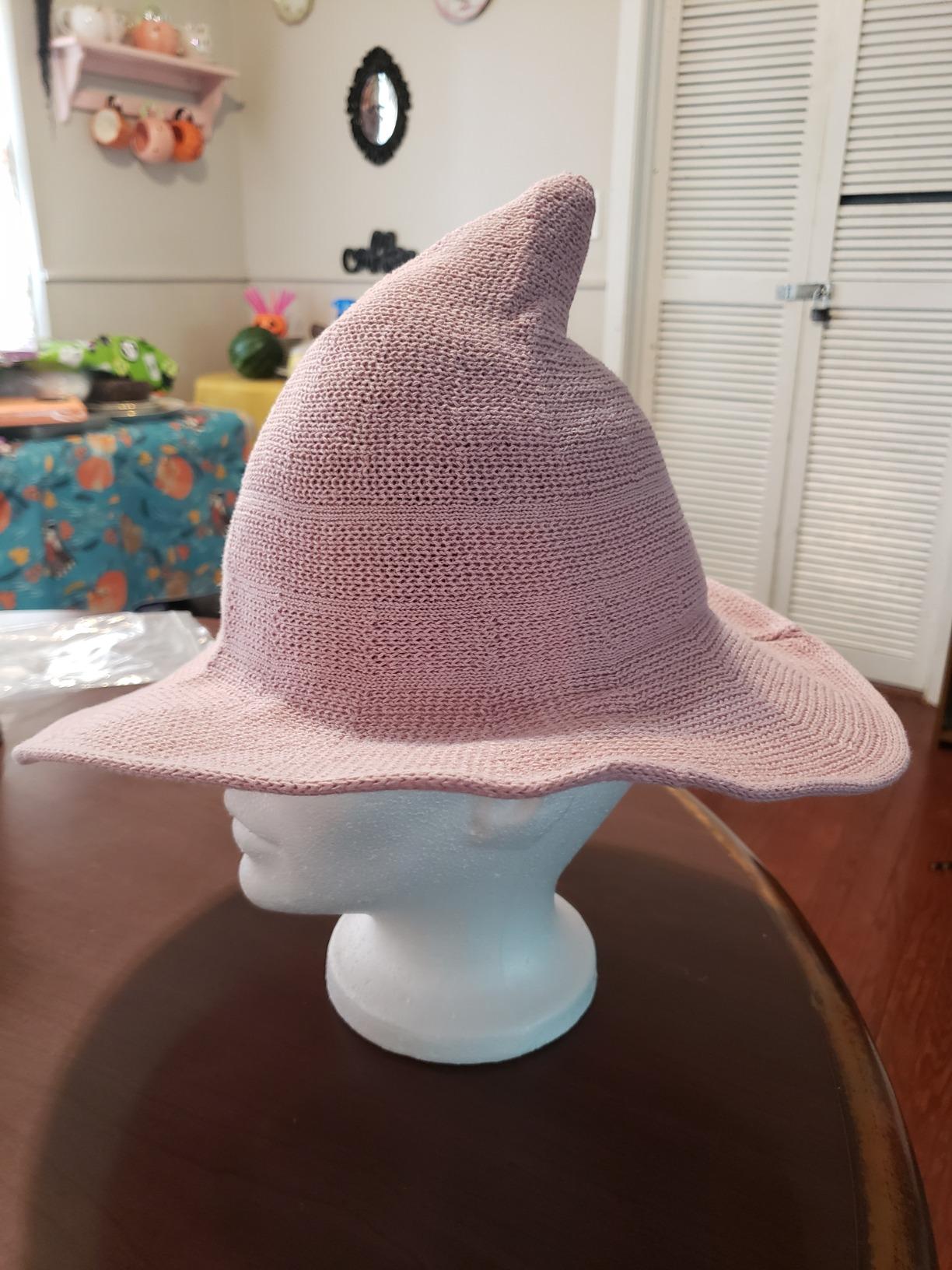 Witch Hat Pink Halloween Hat Halloween Party Costume Wool Knitted Hipster Witch Hat Wizard Hat Witches Costume Cosplay Accessory