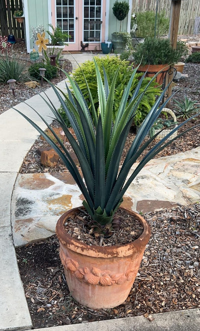 4ft Artificial Agave Plants, Fake Agave Plant in Pot, Large Faux Succulent for Outdoor Front Porch Garden Yard Decor