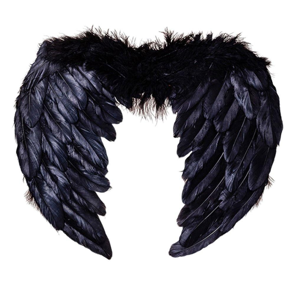 Angel Feather Wings Black Cosplay Costume Accessories Teens Woman Adult Halloween Party Costumes