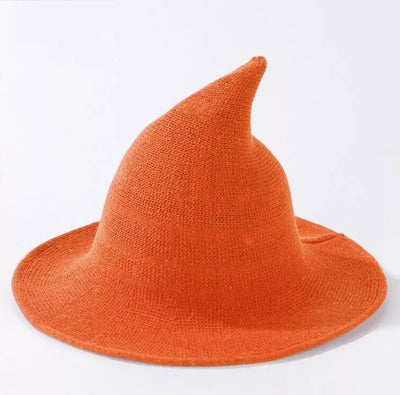 Witch Hat Orange Black Halloween Hat Halloween Party Costume Wool Knitted Hipster Witch Hat Wizard Hat Witches Costume Cosplay Accessory