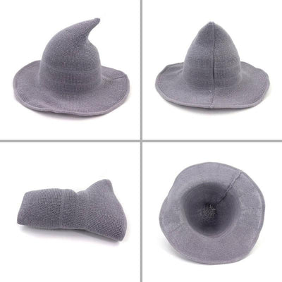 Witch Hat Light Gray Halloween Hat Halloween Party Costume Wool Knitted Hipster Witch Hat Wizard Hat Witches Costume Cosplay Accessory