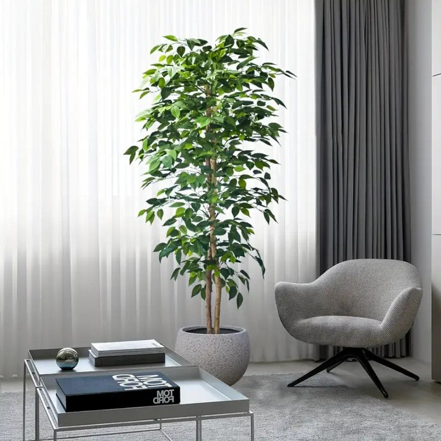 Artificial Ficus Tree Tall Fake Ficus Tree in Pot Large Faux Ficus Tree for Office Home Farmhouse for Indoor Outdoor Decor