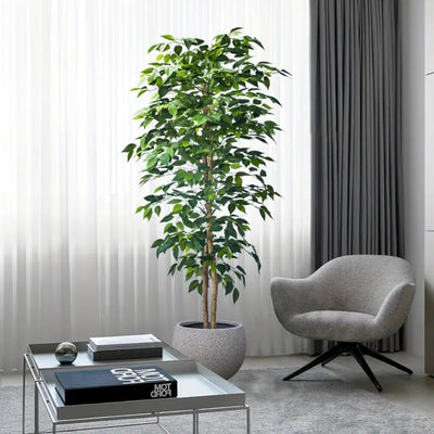 Artificial Ficus Tree Tall Fake Ficus Tree in Pot Large Faux Ficus Tree for Office Home Farmhouse for Indoor Outdoor Decor