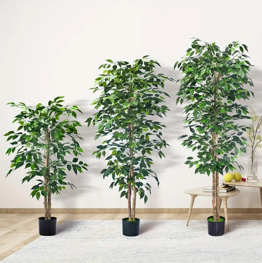 Artificial Ficus Tree Tall Fake Ficus Tree in Pot Large Faux Ficus Tree for Office Home Farmhouse for Indoor Outdoor Decor