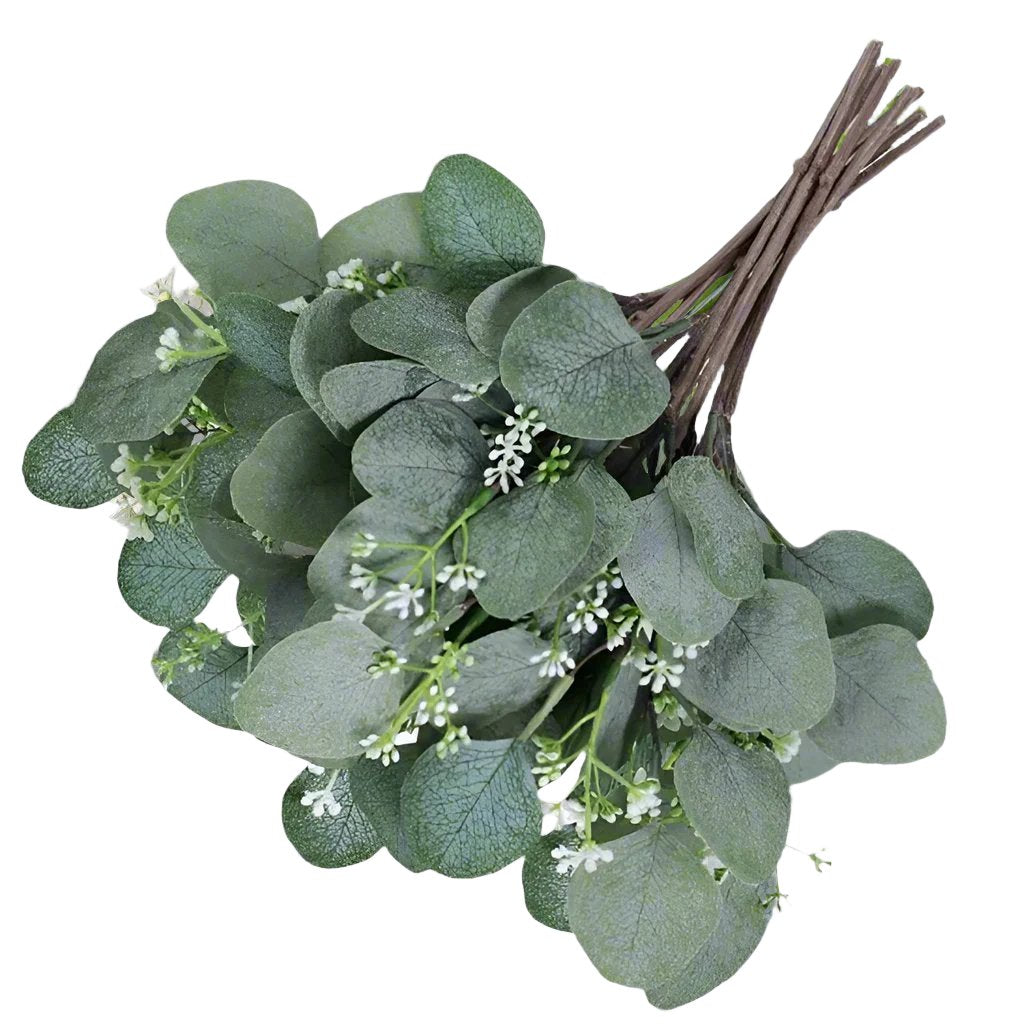 10pcs Artificial Seeded Eucalyptus Leaves Stems Bulk Artificial Eucalyptus Leaves Plant Artificial Greenery Holiday Greens Wedding Greenery