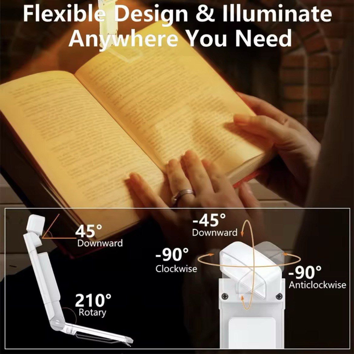 Reading Light, USB Rechargeable Book Light for Reading in Bed, Reading Lamp Clip On Gift for Reading Lovers