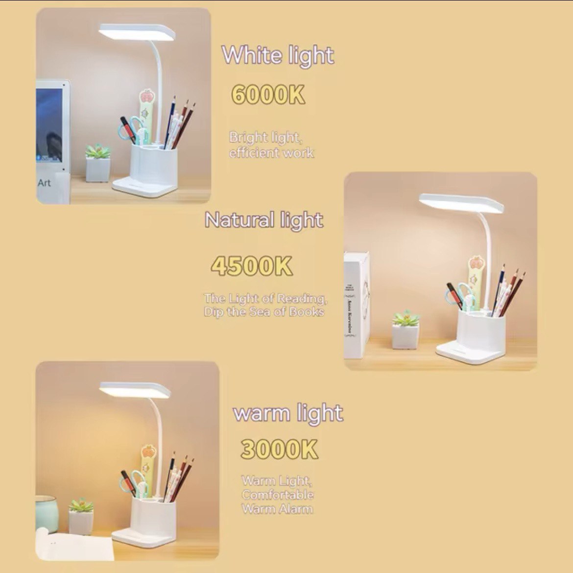 LED Desk Lamp Rechargeable Reading Lamp Flexible Table Lamp for Bedside Office Home