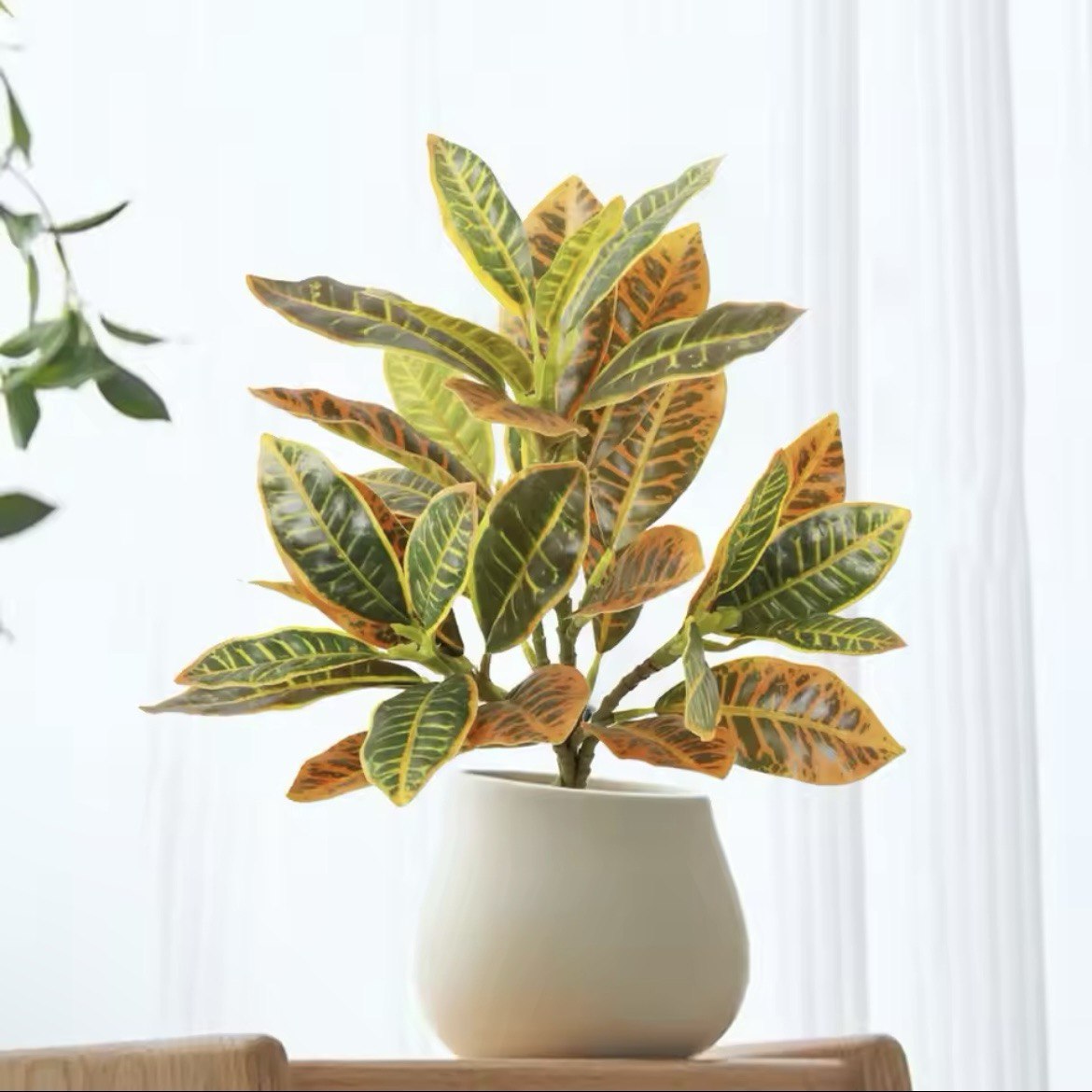 Artificial Ficus Plant Small Croton Plants Unpotted Fake Shrubs Plants Real Touch Faux Greenery outdoor Indoor