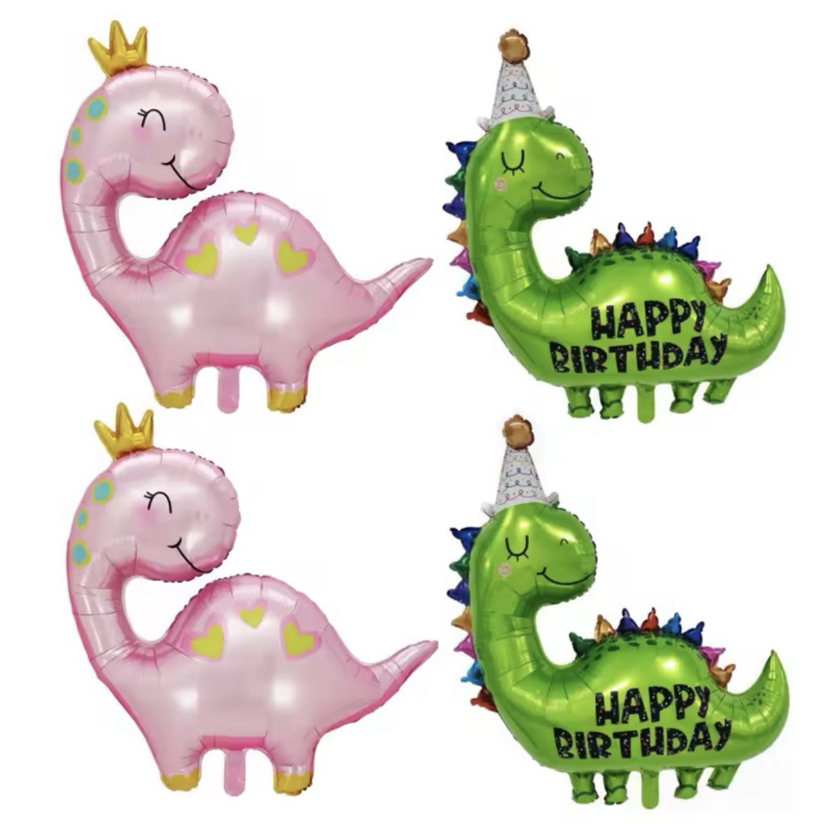 Dinosaur Balloons 2 Pack Foil Dino Balloons Large Mylar Dinosaur Balloons for Girl Boy Party Decoration Princess Birthday Baby Shower Party Decor