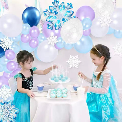 Snowflakes Balloon Garland Arch Kit Princess Winter Birthday Party Supplies Wonderland Girl Baby Party Decoration