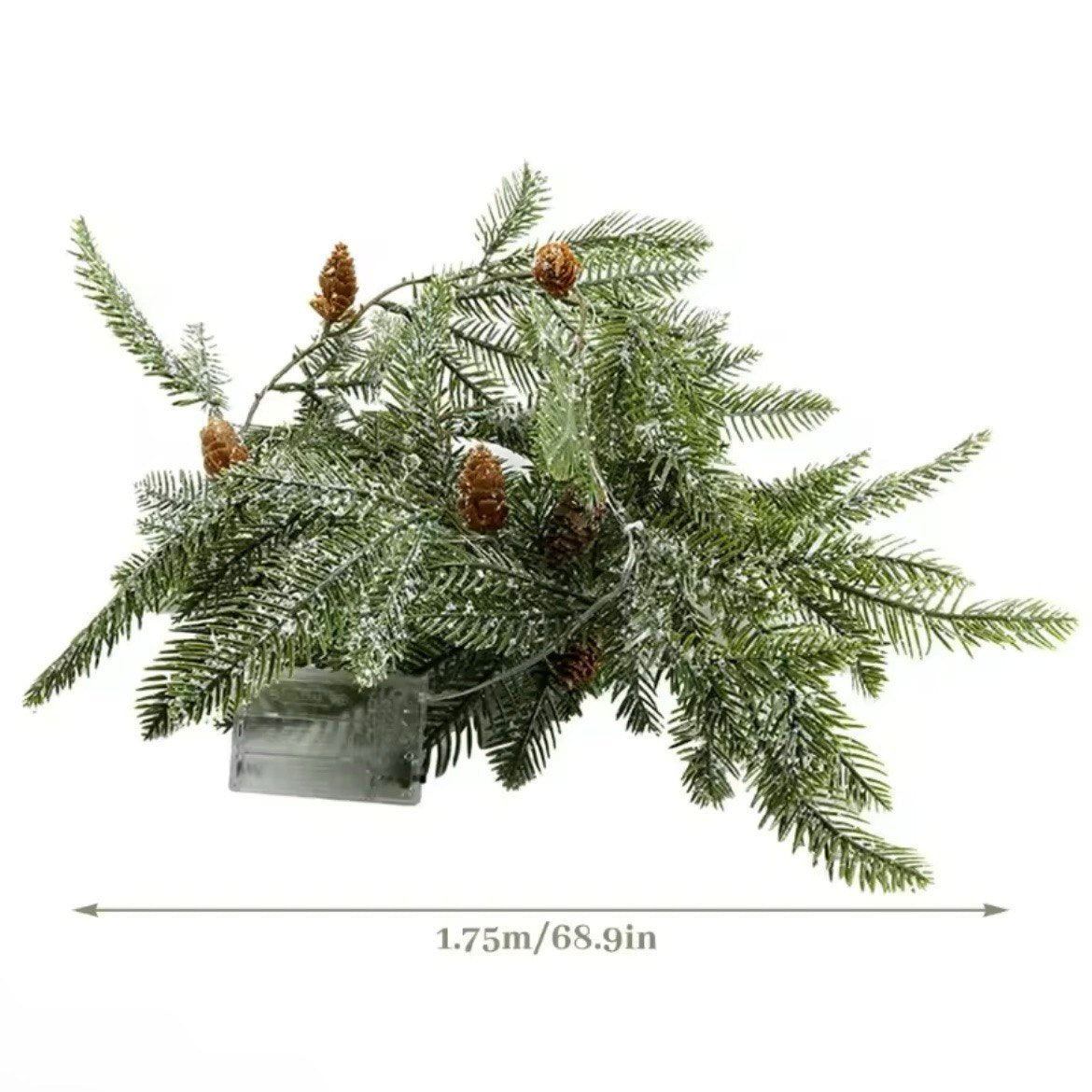 Christmas Garland with Lights and Pine Cones Pre-Lit Christmas Garland with 20 LEDs Indoor Christmas Decorations for Stairs, Fireplace, Door