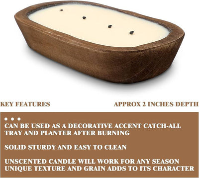 Wooden Dough Bowl Candle Unscented Soy Wax Candles Farmhouse Candles for Table Centerpiece Decoration Gift