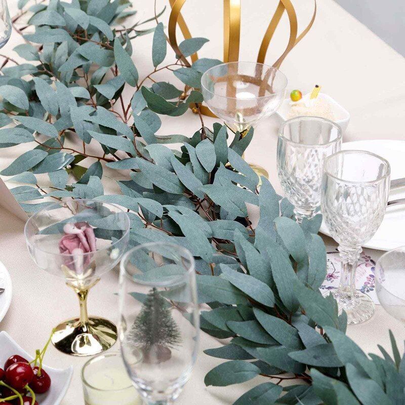 5.7 Feet Artificial Hanging Willow Leaves Vines Twigs Fake Silk Willow Plant Leaves Wedding Party Crowns Wreath Outdoor Wall Garden Decor