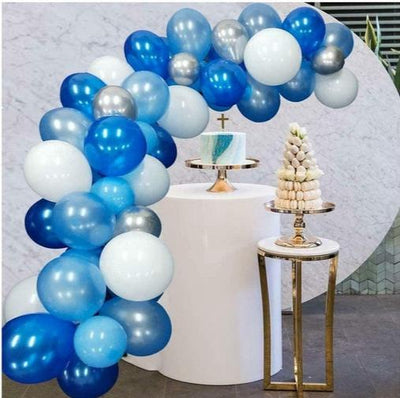 117pcs Blue Balloon Baby Shower Garland Arch Kit Navy Royal Blue Silver Metallic Balloons Baby Boy Party Decorations Decor Christening