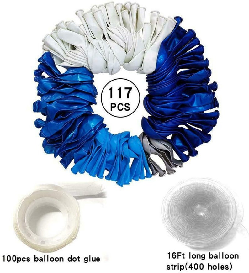 117pcs Blue Balloon Baby Shower Garland Arch Kit Navy Royal Blue Silver Metallic Balloons Baby Boy Party Decorations Decor Christening