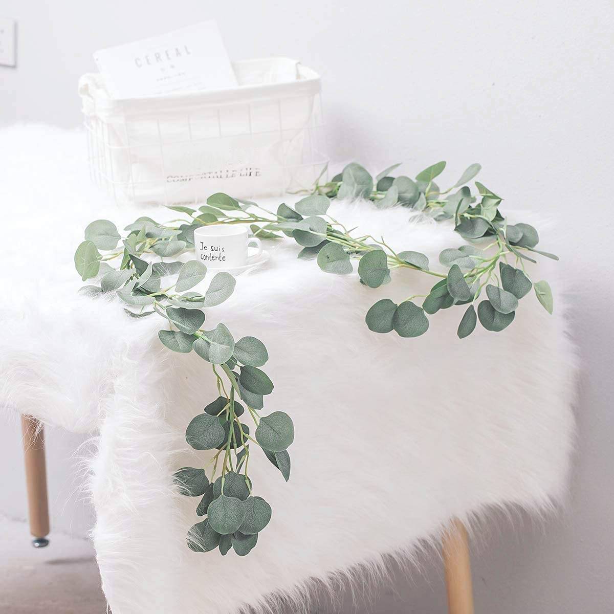 6FT 147Leaves Faux Eucalyptus Garland faux silk eucalyptus greenery wedding backdrop arch wall decor
