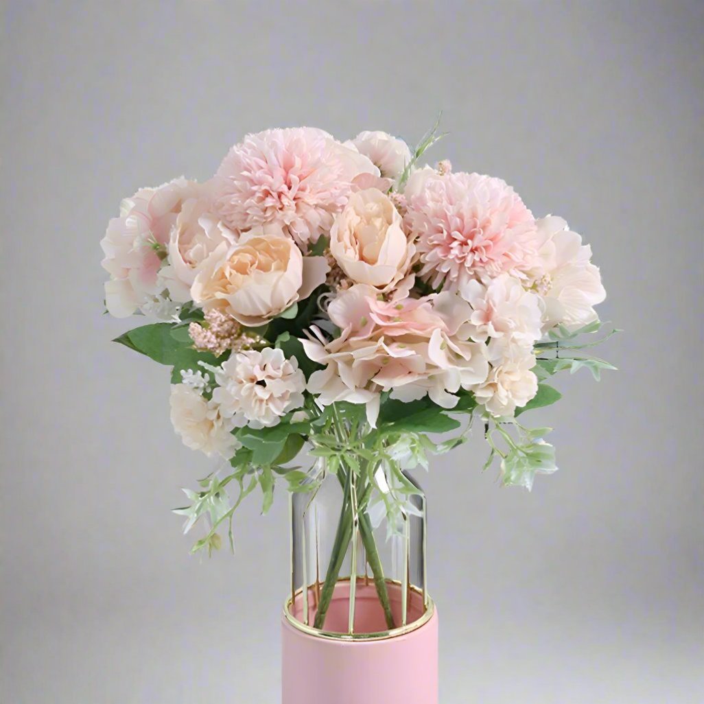 Artificial Flower Bunches, Fake Peony Silk Light Pink