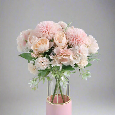 Artificial Flower Bunches, Fake Peony Silk Light Pink