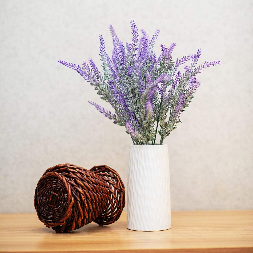 12 Bundles Artificial Lavender Flowers Fake Lavender Bouquet Faux Lavender Bunches Wedding Decor Table Centerpiece Home Garden Patio Decoration