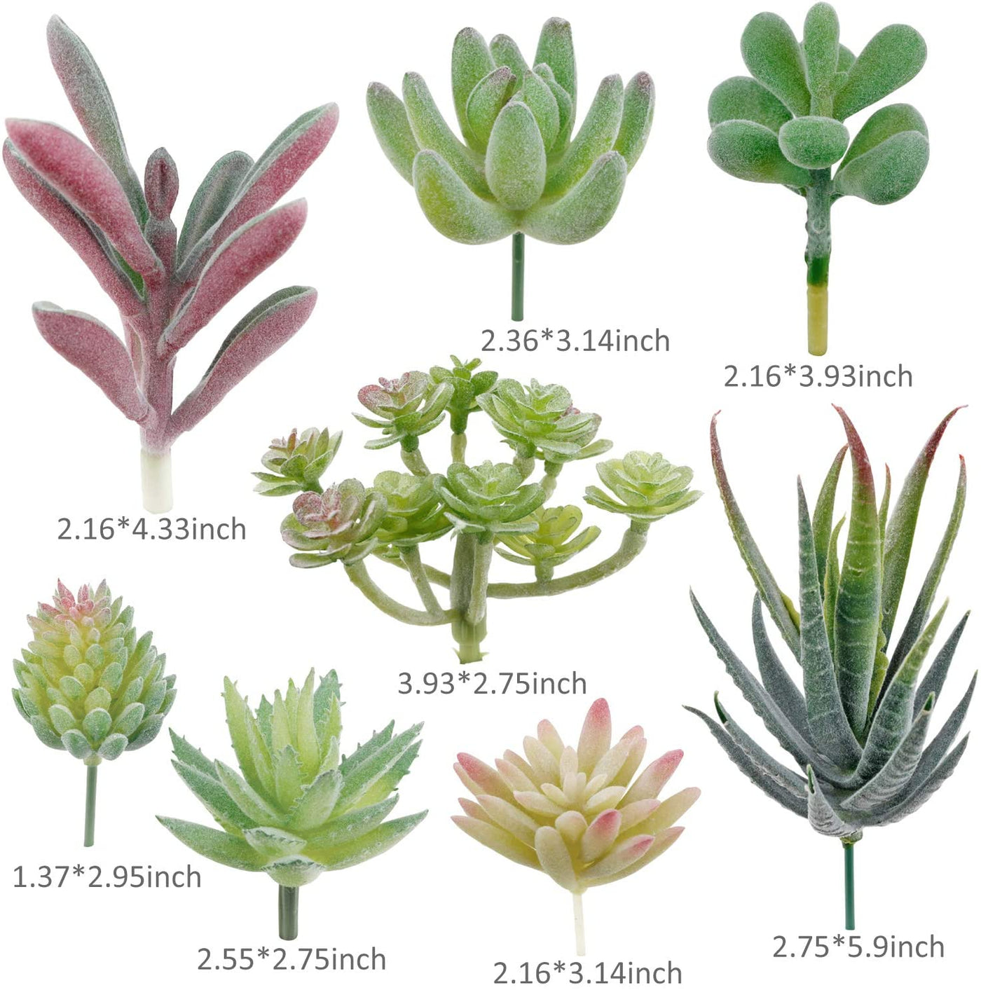 17 Pack Artificial Succulent Flocking Plants