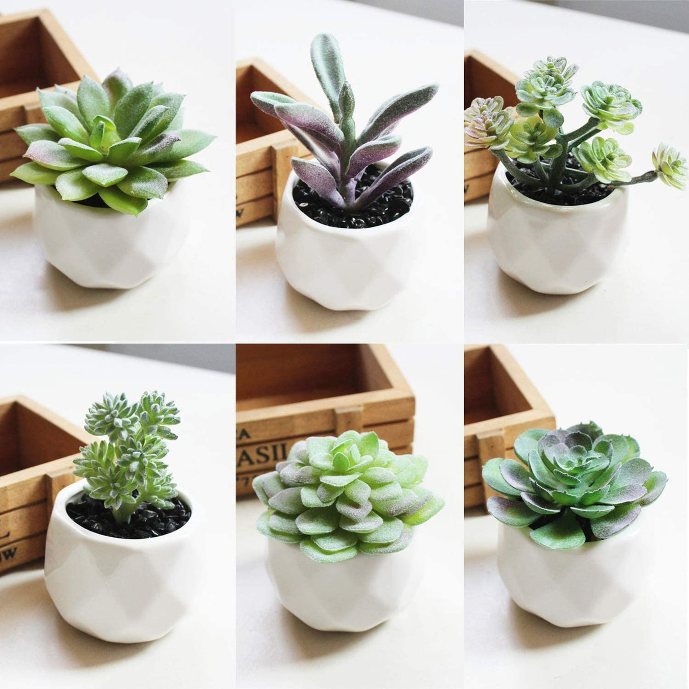 17 Pack Artificial Succulent Flocking Plants