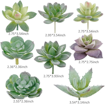 17 Pack Artificial Succulent Flocking Plants