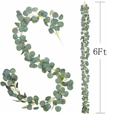 6FT 147Leaves Faux Eucalyptus Garland faux silk eucalyptus greenery wedding backdrop arch wall decor