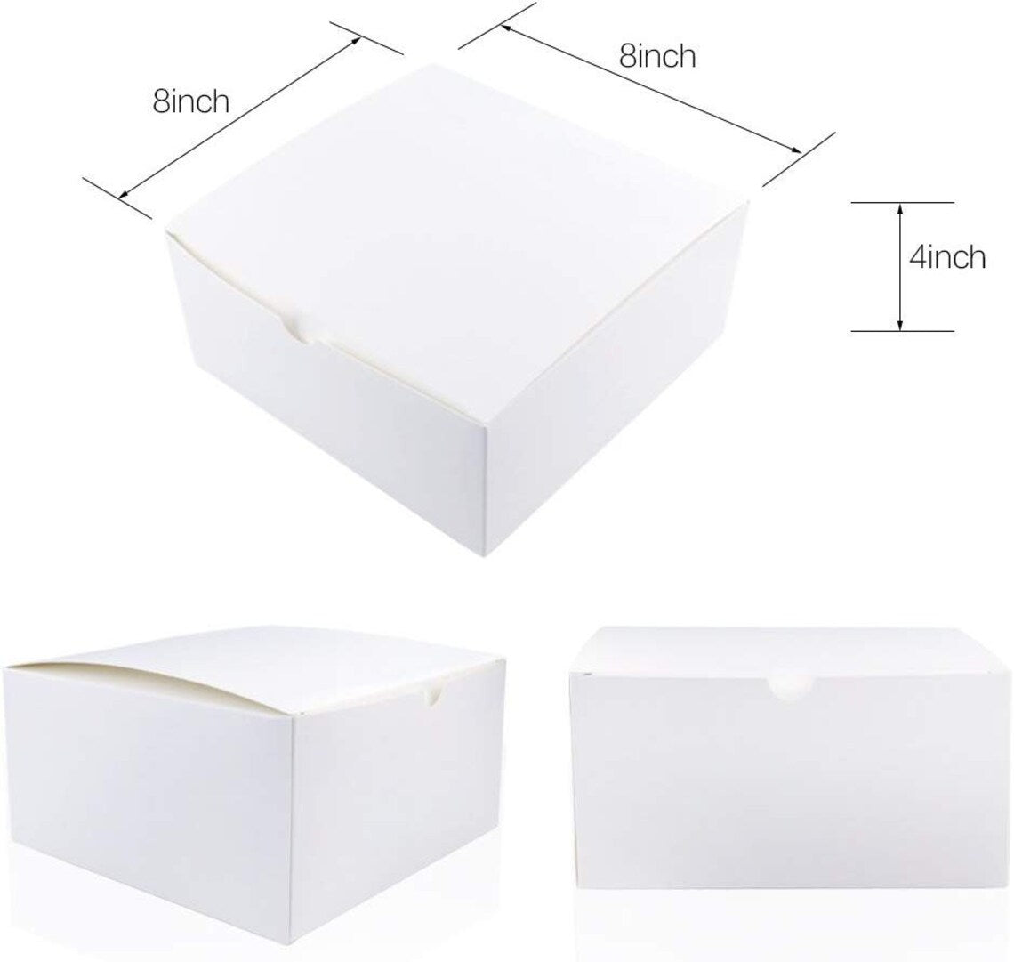 12pcs White Paper Gift Boxes 8x8x4''