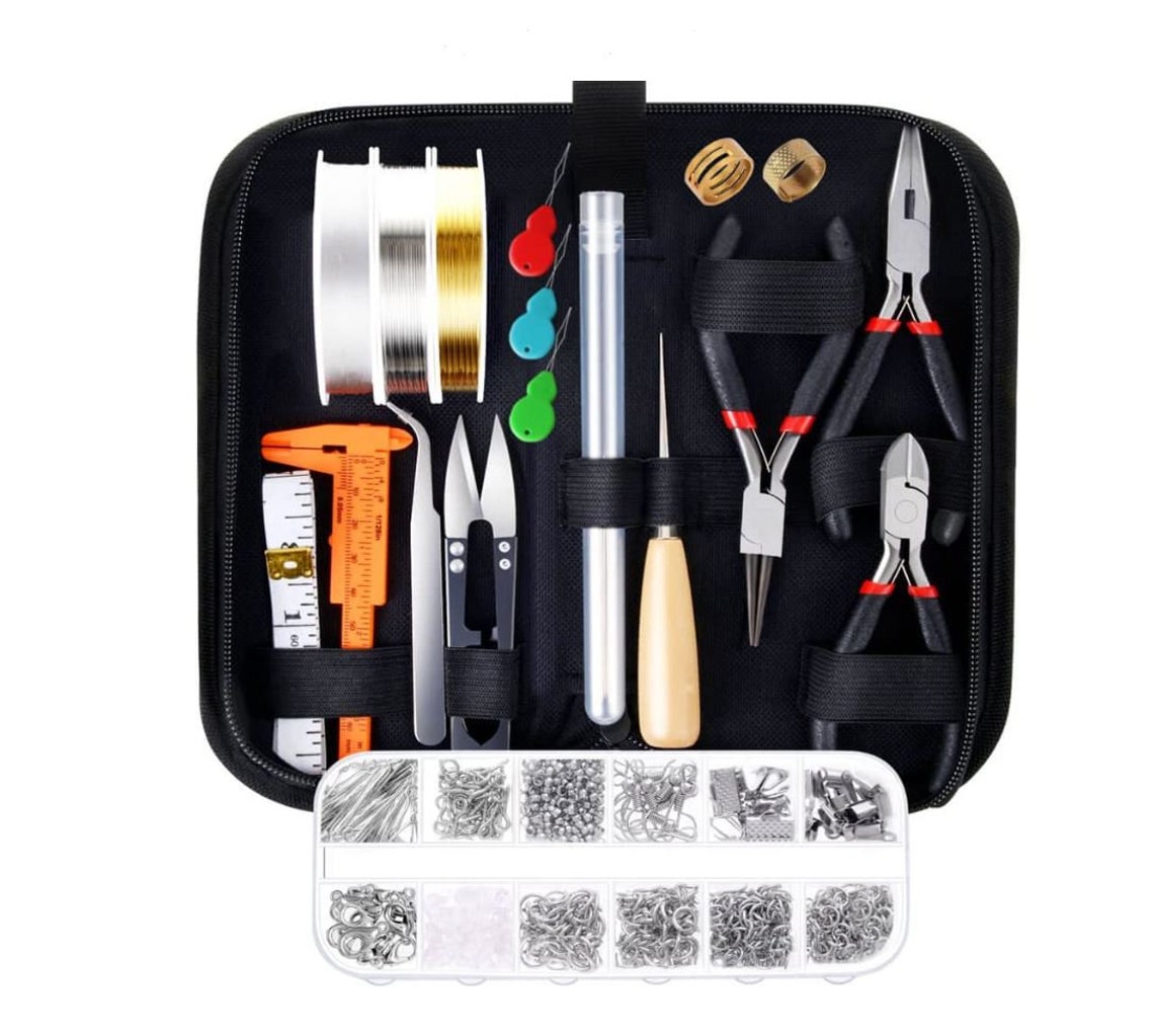 Jewelry Making Kit Pliers Tweezers Needle Jump Rings Jewelry Finding Sets Crafting Tool Repair Beading Supplies Jewelry Beginner Kit