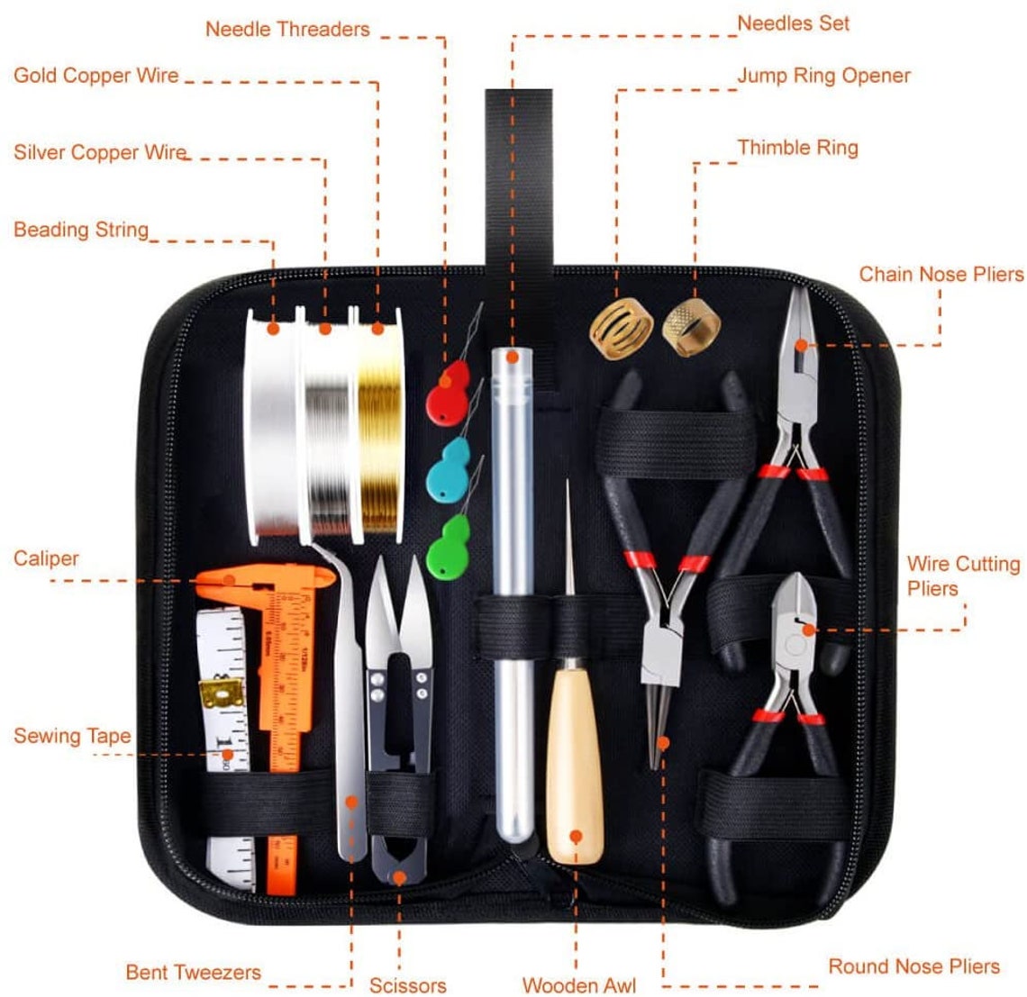 Jewelry Making Kit Pliers Tweezers Needle Jump Rings Jewelry Finding Sets Crafting Tool Repair Beading Supplies Jewelry Beginner Kit