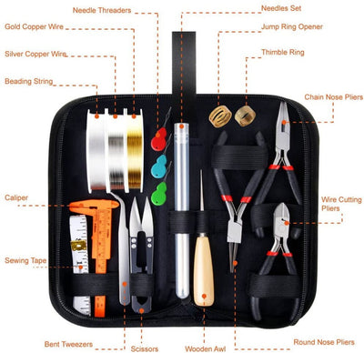 Jewelry Making Kit Pliers Tweezers Needle Jump Rings Jewelry Finding Sets Crafting Tool Repair Beading Supplies Jewelry Beginner Kit