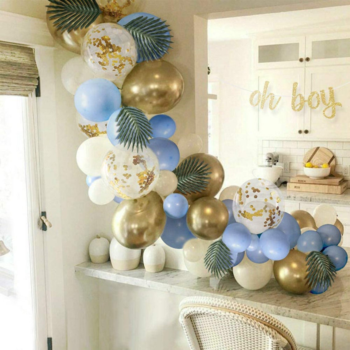 Blue Baby Shower Balloon Arch