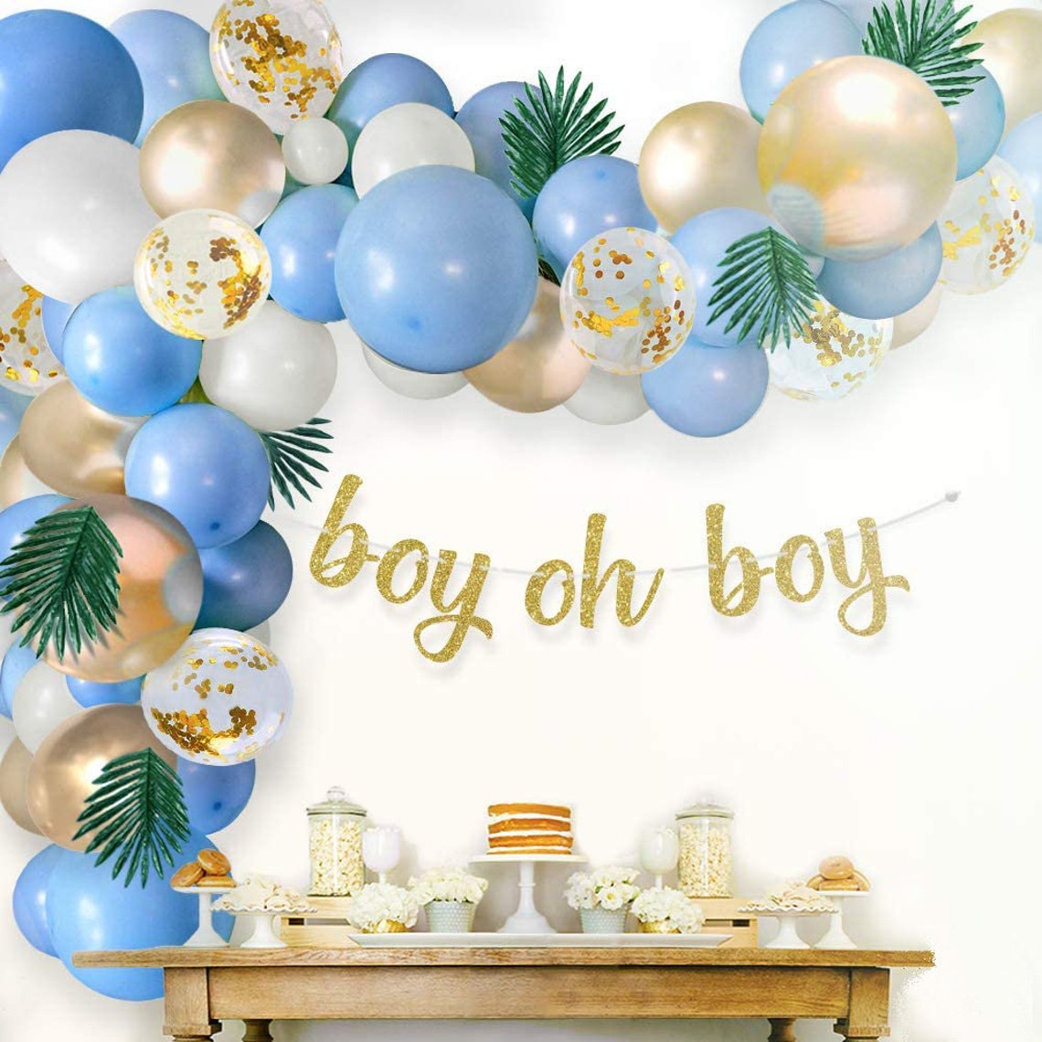 Blue Baby Shower Balloon Arch