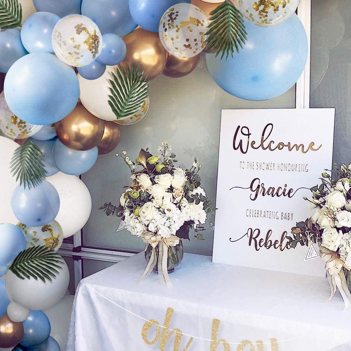 Blue Baby Shower Balloon Arch